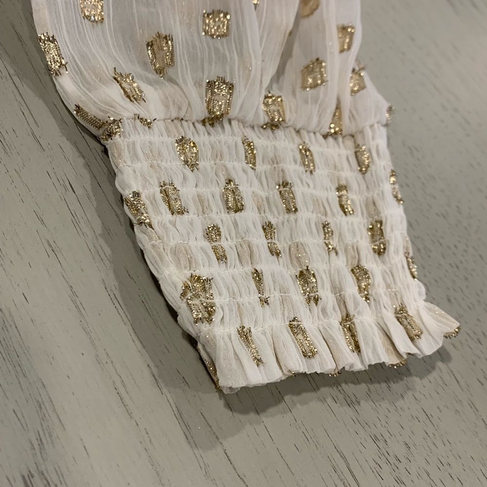 LOFT Cream Ruffled Bib Collar Blouse - Picture 5 of 10